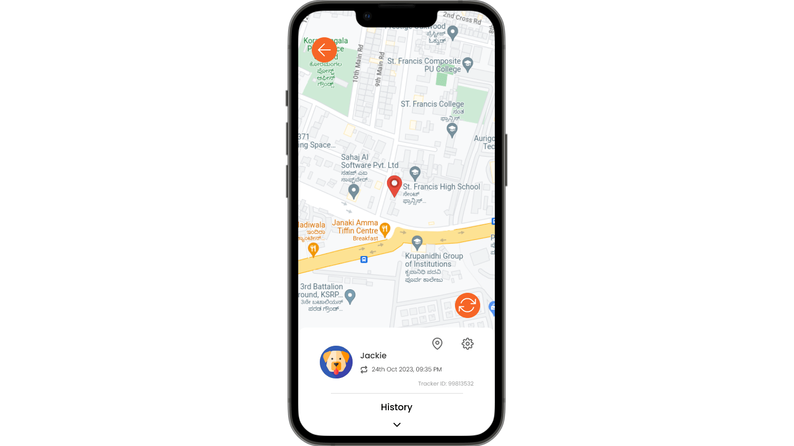 Track Pet's location on TrackR Mobile App